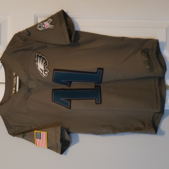 Philadelphia Eagles NFL women's Army Green team jersey #11 Wentz